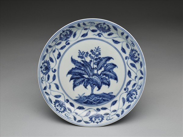 青花梔子花卉紋盤