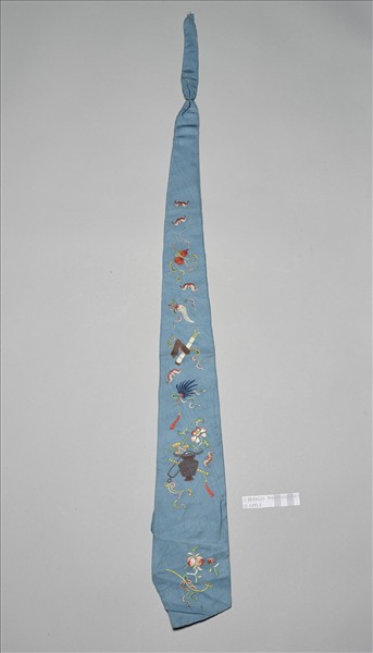 藍綢繡暗八仙綵帨