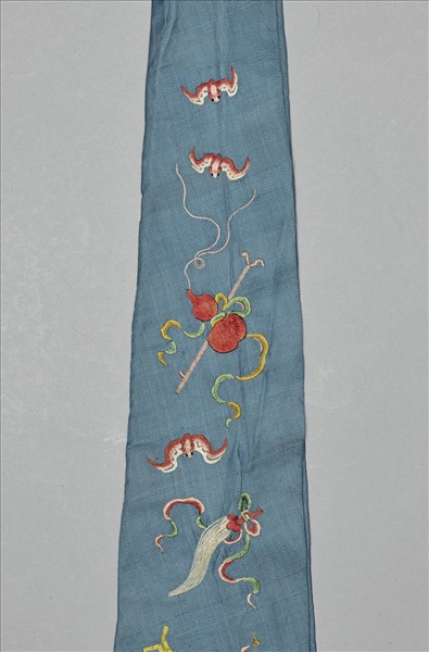 藍綢繡暗八仙綵帨