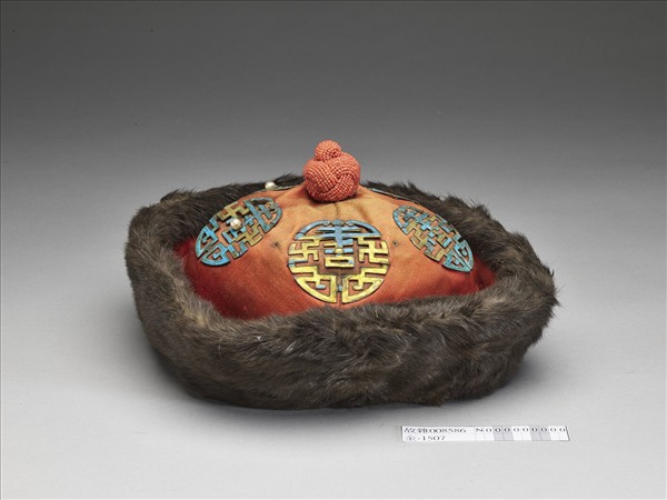 點翠團壽貂皮帽