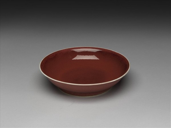 霽紅釉盤