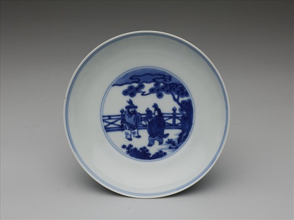青花人物圖盤