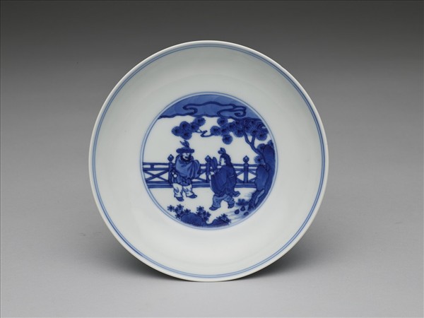 青花人物圖盤
