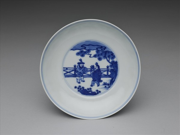 青花人物圖盤