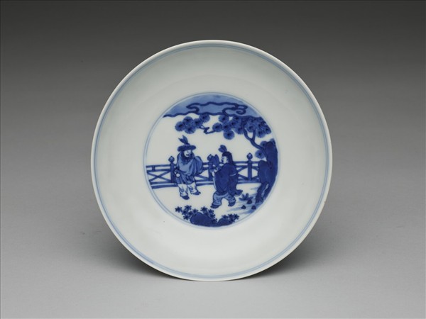 青花人物圖盤