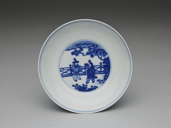 青花人物圖盤