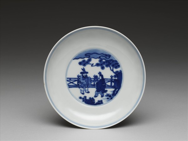 青花人物圖盤