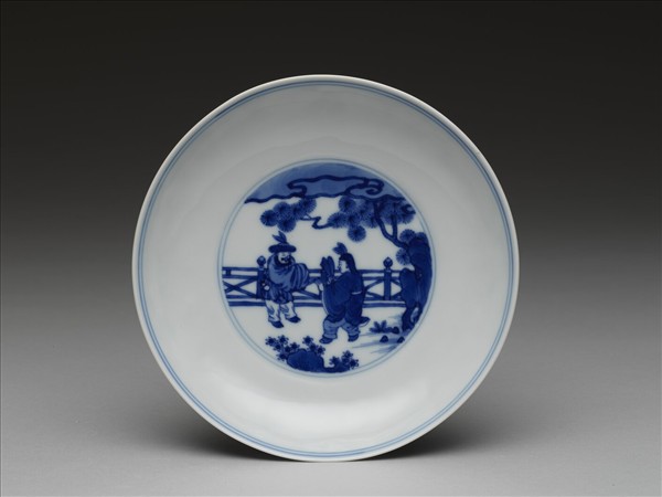 青花人物圖盤