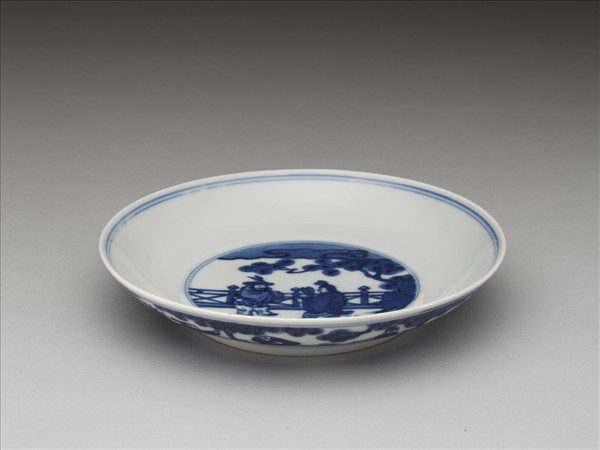 青花人物圖盤