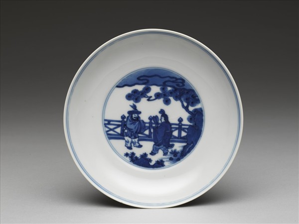 青花人物圖盤