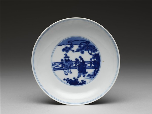 青花人物圖盤