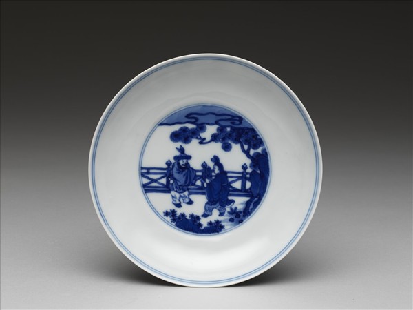 青花人物圖盤