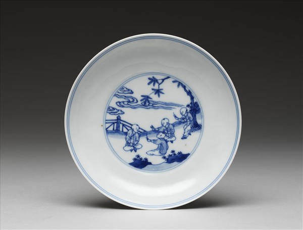 青花嬰戲圖盤