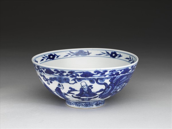 青花八仙慶壽圖碗