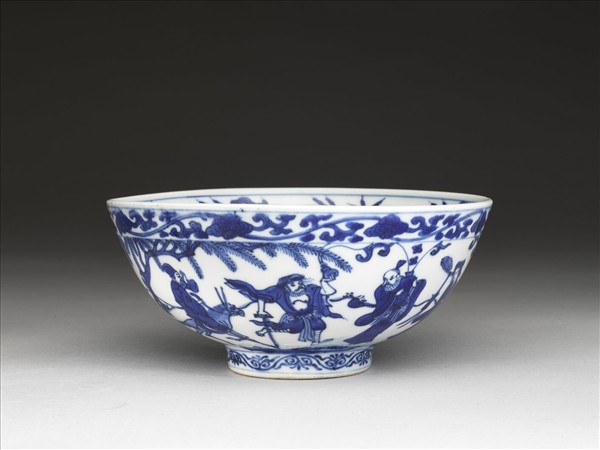 青花八仙慶壽圖碗