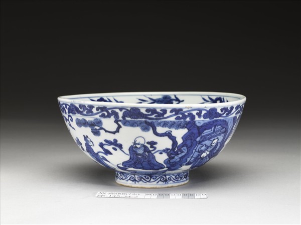 青花八仙慶壽圖碗