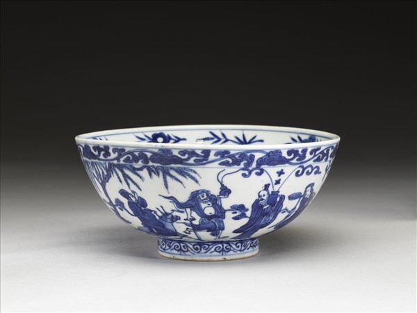 青花八仙慶壽圖碗