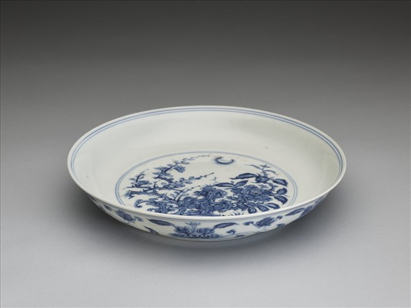 青花靈芝花卉紋盤