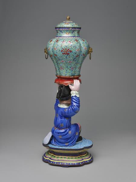 銅胎畫琺瑯洋人托寶