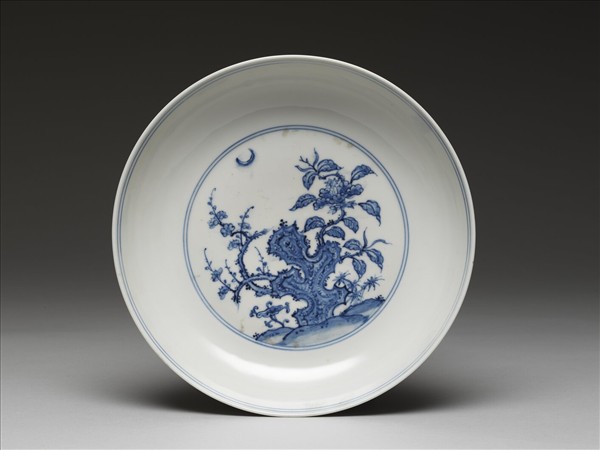 青花靈芝花卉紋盤