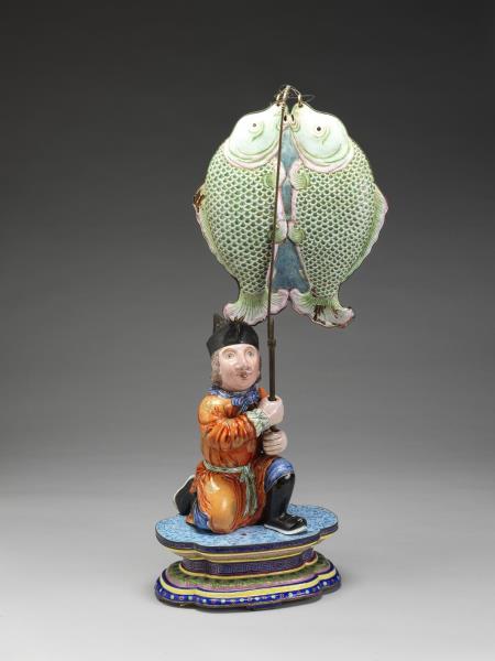 銅胎畫琺瑯洋人托寶