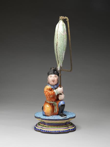 銅胎畫琺瑯洋人托寶