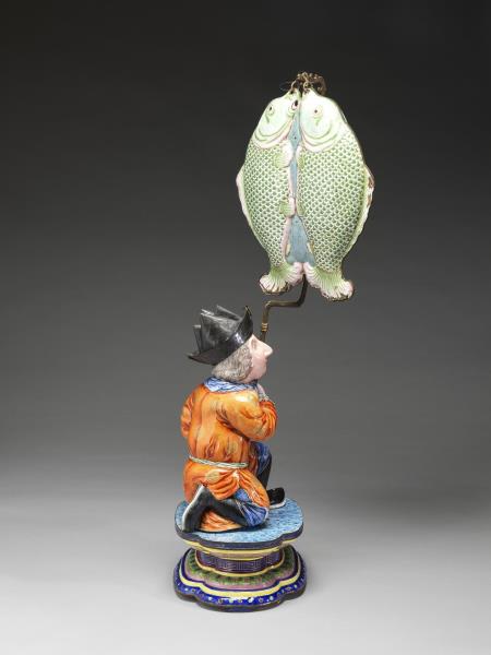 銅胎畫琺瑯洋人托寶