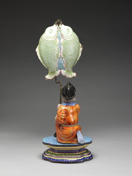 銅胎畫琺瑯洋人托寶