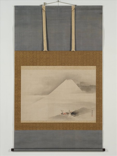 日本江戶時代渡邊始興秋景富嶽圖 軸