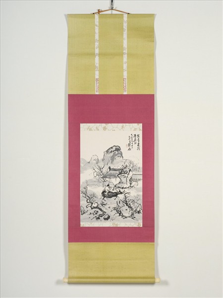 日本 20世紀富岡鐵齋牧童騎牛圖 軸