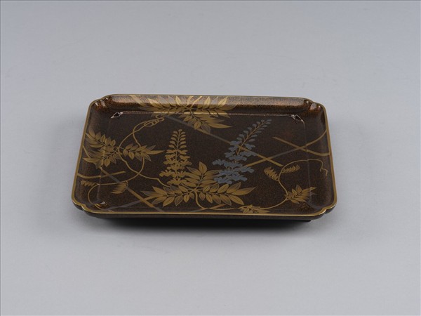 蒔繪藤花紋提架 日本 藤花蒔繪方盤