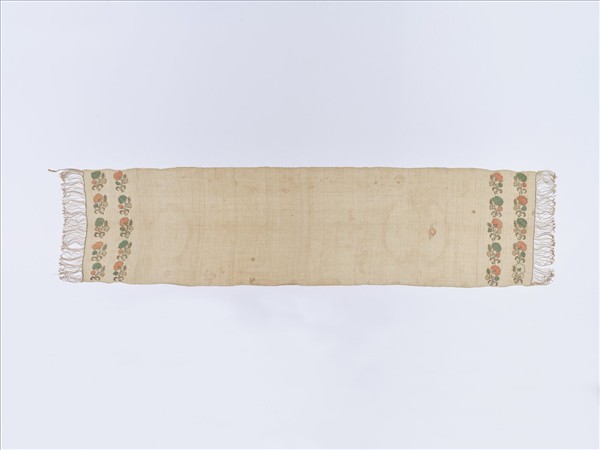 土耳其 白亞麻地刺繡花卉紋長巾