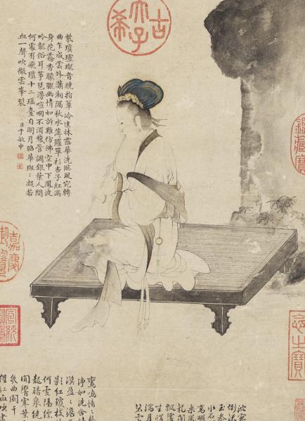 元趙孟頫吹簫士女圖　軸