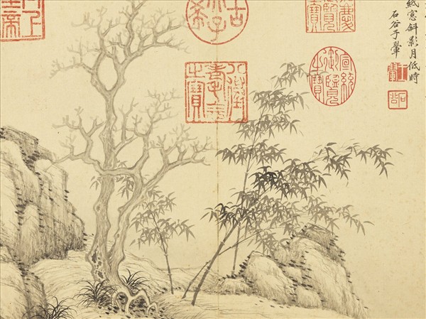 清王翬仿諸家山水　冊　倣倪瓚枯林竹石