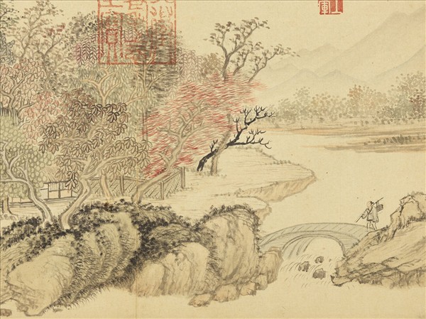 清王翬仿諸家山水　冊　倣王蒙紅樹山莊圖