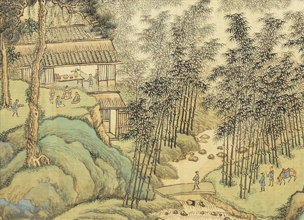 清王翬仿古山水　冊　倣劉松年竹院逢僧圖