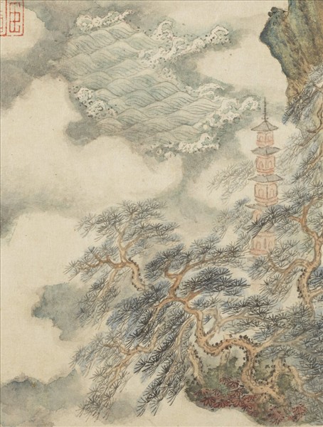 清王翬墨蹟　冊　倣趙伯駒山水