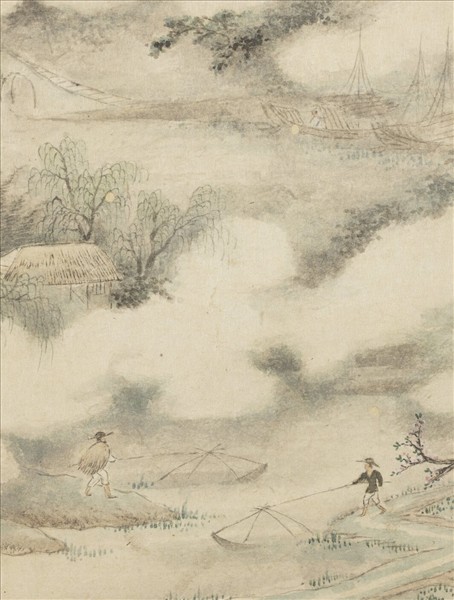 清王翬墨蹟　冊　倣馬和之江村夜雨