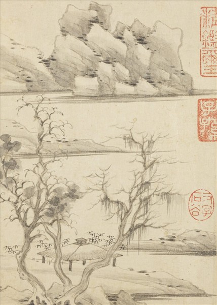 清王翬墨蹟　冊　倣倪瓚寒林遠山