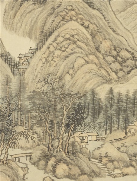 清王翬圖繪　冊　大癡道人倣北苑夏山圖