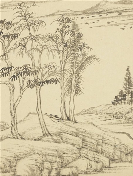 清王翬圖繪　冊　倣倪瓚山水