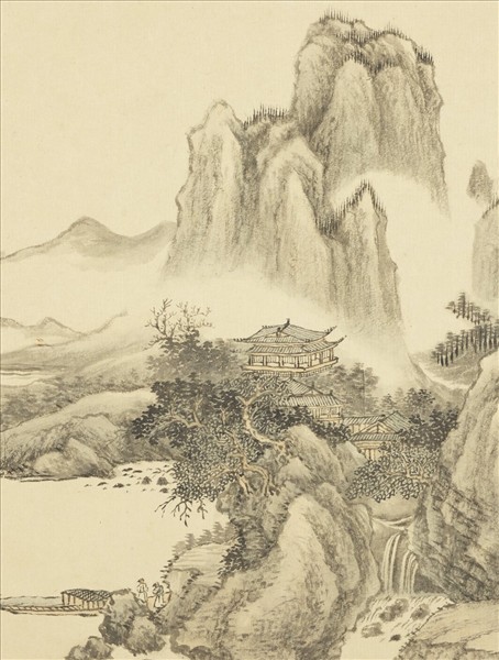 清王翬圖繪　冊　倣燕文貴秋山蕭寺圖