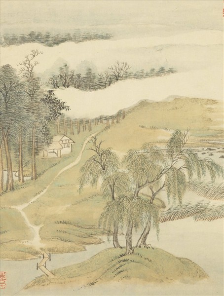 清王翬圖繪　冊　倣趙令穰江鄉清夏圖