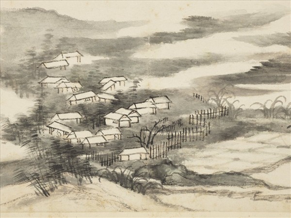 清惲壽平畫山水　冊　煙村圖