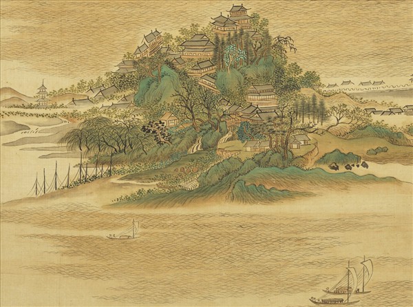 清惲壽平仿古山水　冊　倣郭忠恕江天樓閣