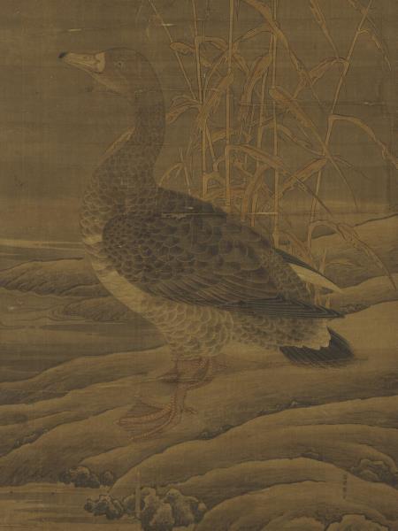 中山雪邨【雁・鴨】絹本　掛軸 中山雪邨【雁・鴨】絹本 掛軸