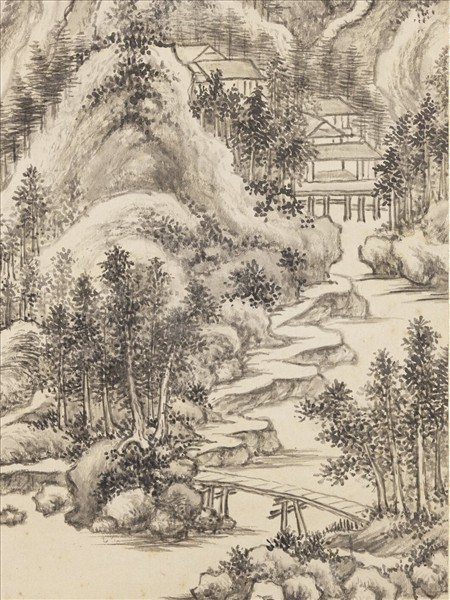 清王鑑擬各家山水　冊　倣范寬山水