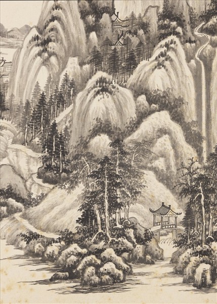 清王鑑擬各家山水　冊　擬吳鎮山水