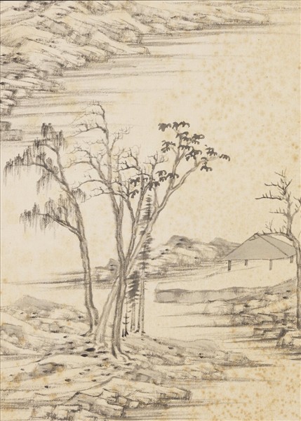 清王鑑擬各家山水　冊　遠峰峭石