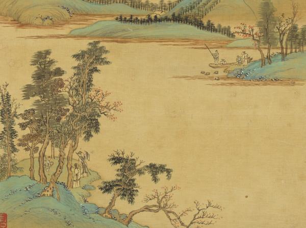 清王翬畫山水　冊　倣趙孟頫秋林待渡